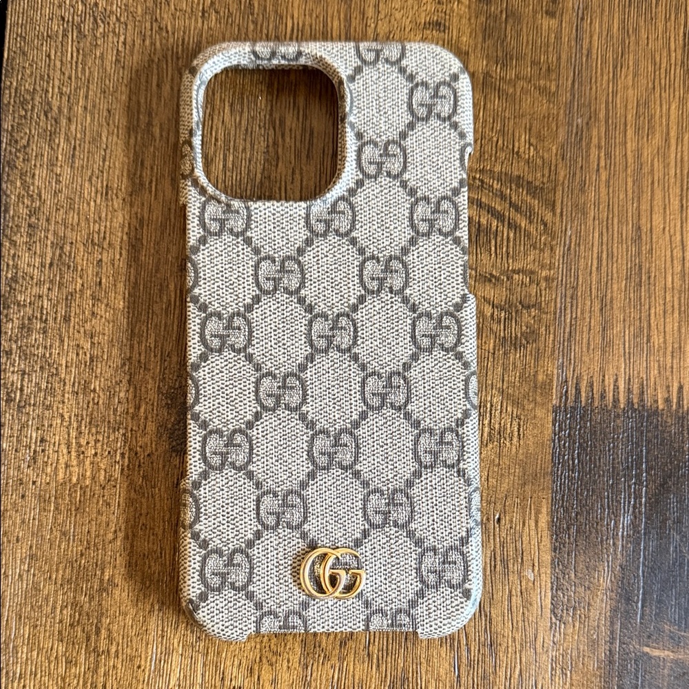 Gucci Gray Patterned Phone Case iPhone 16 Pro Max